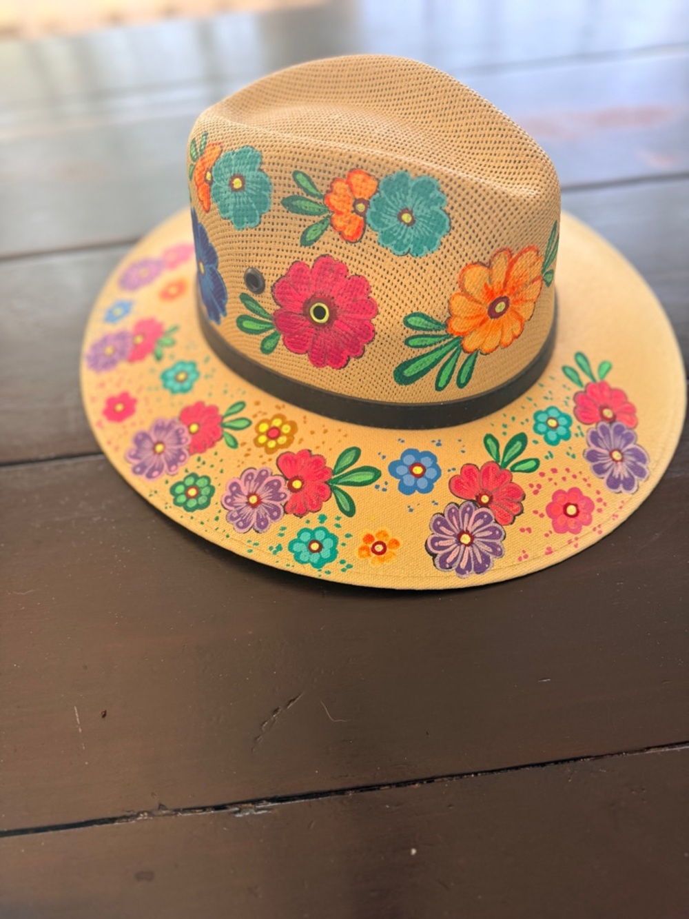 Pau Charlie NWT Panama-style hand
Painted artisanal straw hat. Ladies 
Sz LG - Picture 5 of 8
